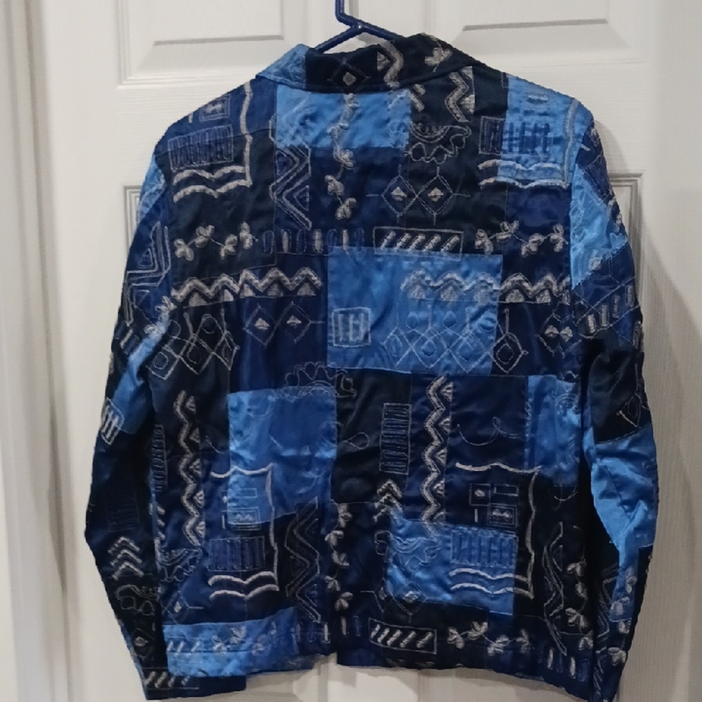 French Laundry Blue Patchwork Blazer - image 4